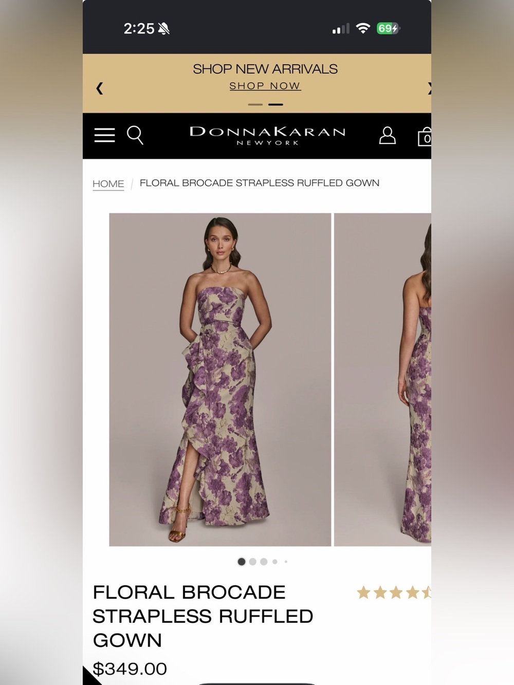 Donna Karan New York Floral Brocade Strapless Ruffle Gown Purple  Size 14 NWT - Picture 8 of 13